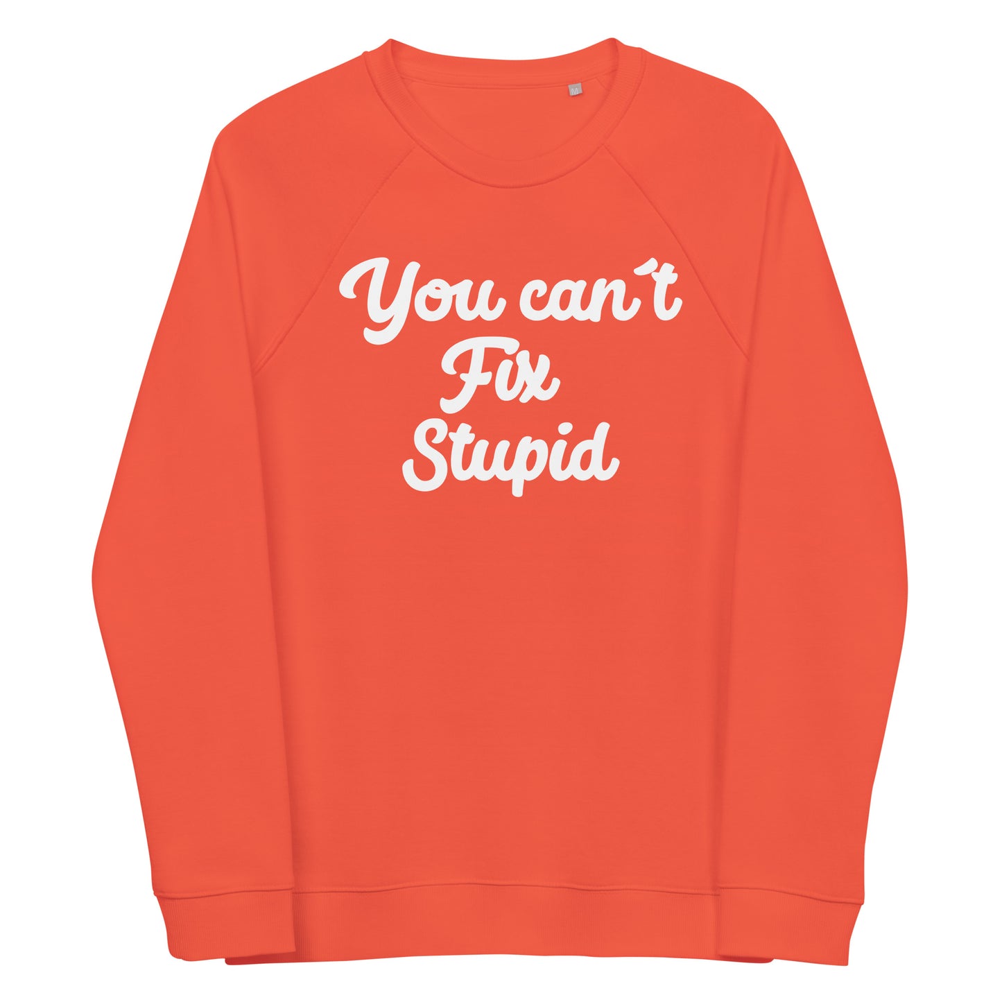 You Can´t Fix Stupid Unisex organic raglan sweatshirt