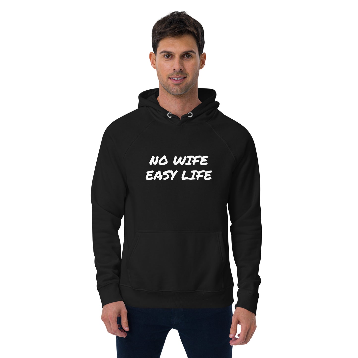 NO WIFE EASY LIFE Unisex eco raglan hoodie