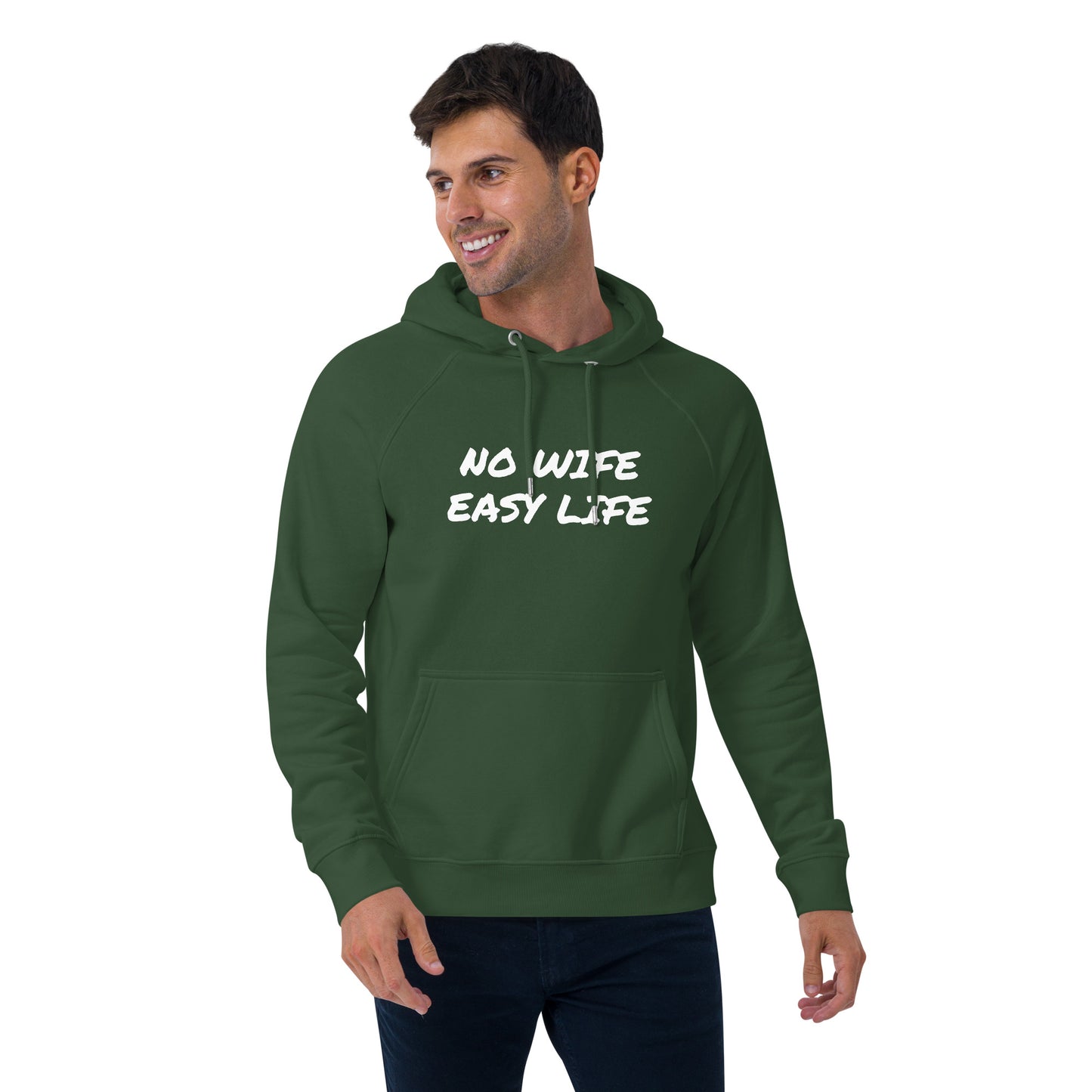 NO WIFE EASY LIFE Unisex eco raglan hoodie