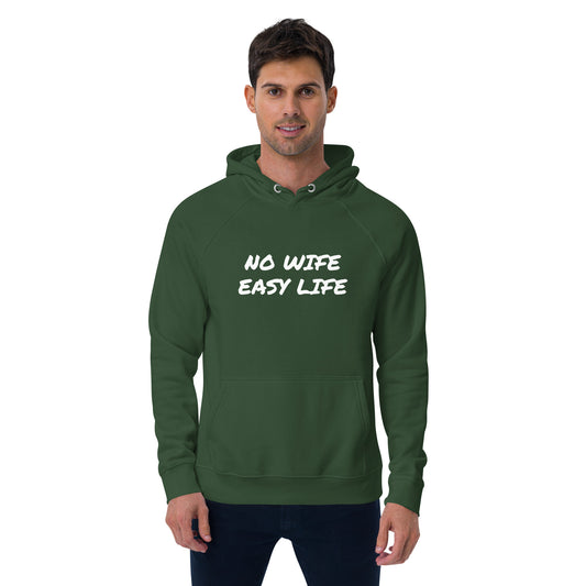 NO WIFE EASY LIFE Unisex eco raglan hoodie