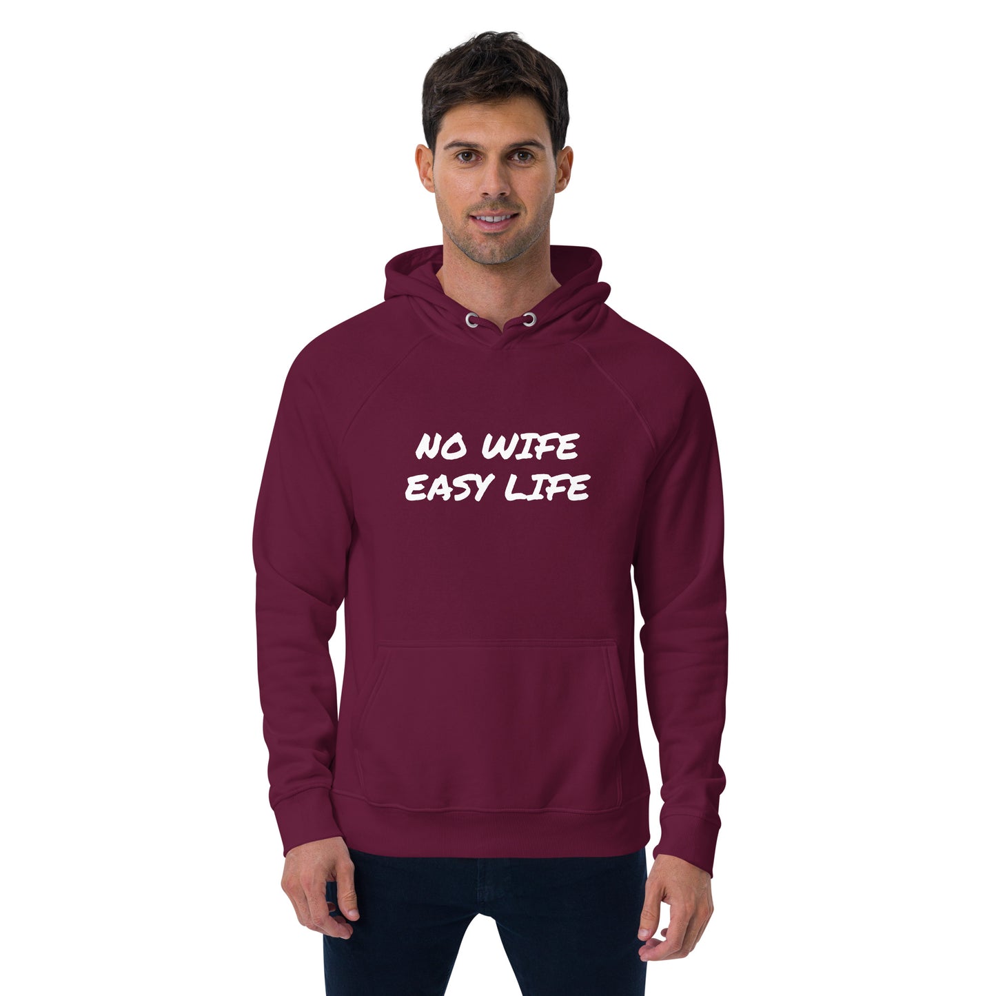 NO WIFE EASY LIFE Unisex eco raglan hoodie