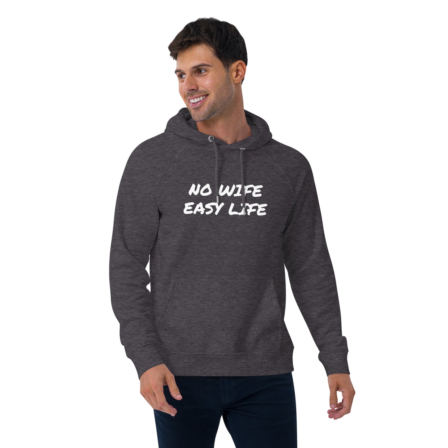 NO WIFE EASY LIFE Unisex eco raglan hoodie