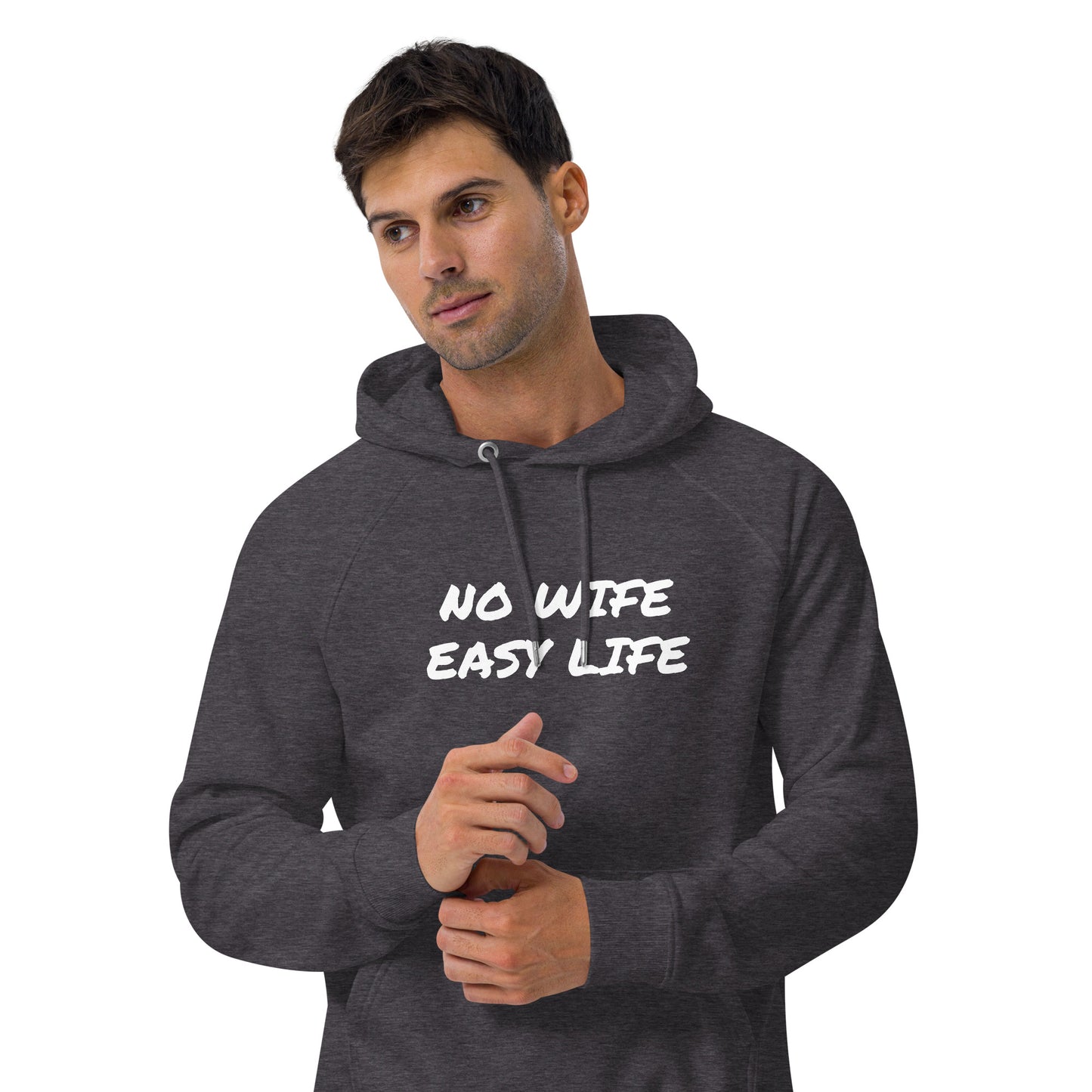 NO WIFE EASY LIFE Unisex eco raglan hoodie