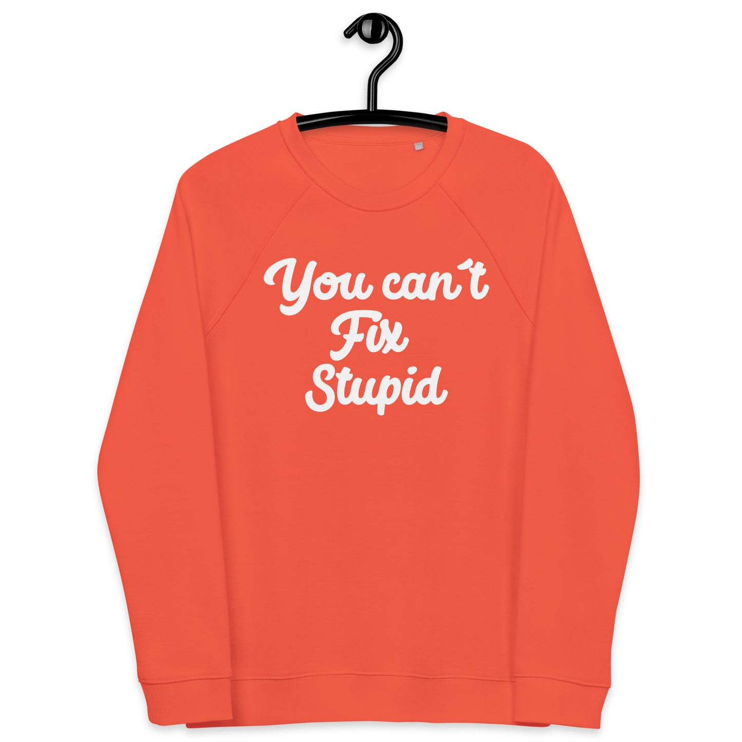 You Can´t Fix Stupid Unisex organic raglan sweatshirt